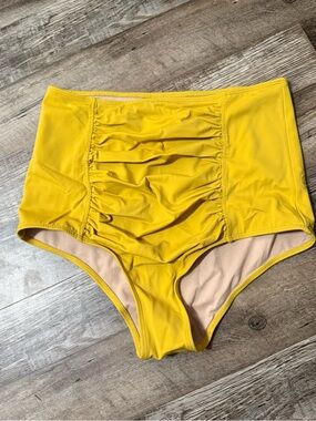Kortni Jeane Yellow Ruched Bikini Bottoms
